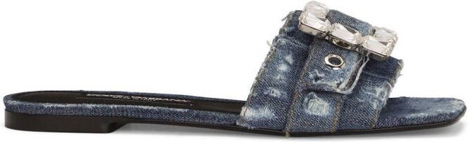 Dolce & Gabbana Sandalen met denim patchwork Blauw