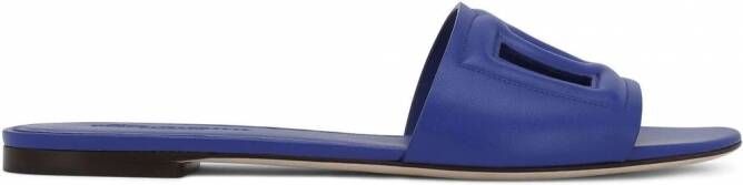 Dolce & Gabbana Leren sandalen met logo Blauw