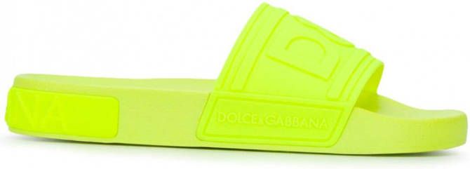 Dolce & Gabbana Slippers met logo Geel