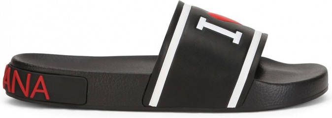 Dolce & Gabbana Slippers met logo-reliëf Zwart