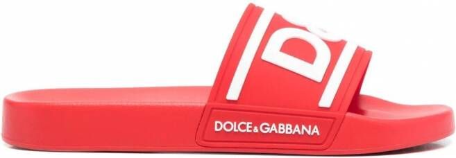 Dolce & Gabbana Slippers met logoprint Rood