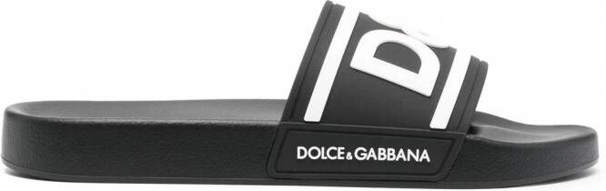 Dolce & Gabbana Slippers met logoprint Zwart