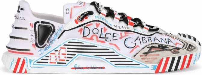 Dolce & Gabbana Milano NS1 handgeschilderde sneakers Wit