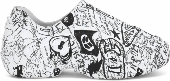 Dolce & Gabbana Sneakers met graffiti-print Wit