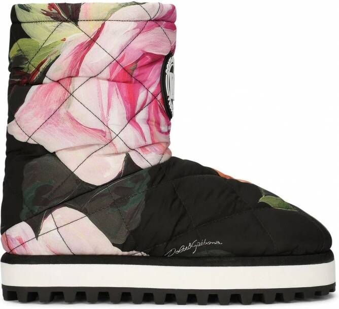 Dolce & Gabbana Sneeuwlaarzen met bloemenprint Zwart