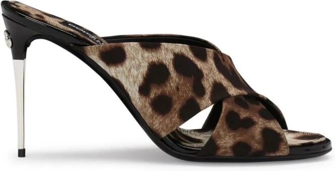 Dolce & Gabbana Stiletto muiltjes met luipaardprint Bruin
