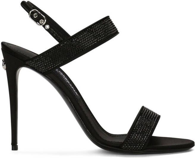Dolce & Gabbana KIM DOLCE&GABBANA verfraaide satijnen sandalen Zwart