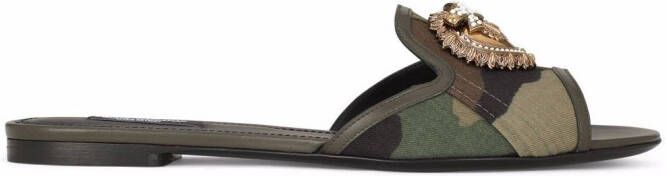 Dolce & Gabbana Taormina Devotion sandalen met hart Groen