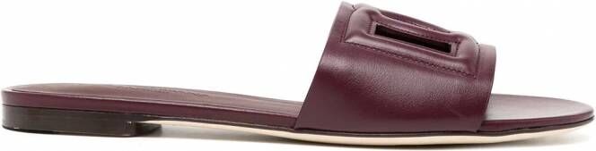 Dolce & Gabbana DG Logo leren slippers Paars
