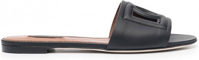 Dolce & Gabbana DG Millennials leren slippers Zwart