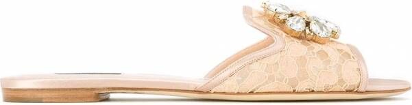 Dolce & Gabbana Rainbow sandalen met broche Beige