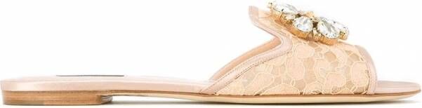 Dolce & Gabbana versierde satijnen sandalen Beige