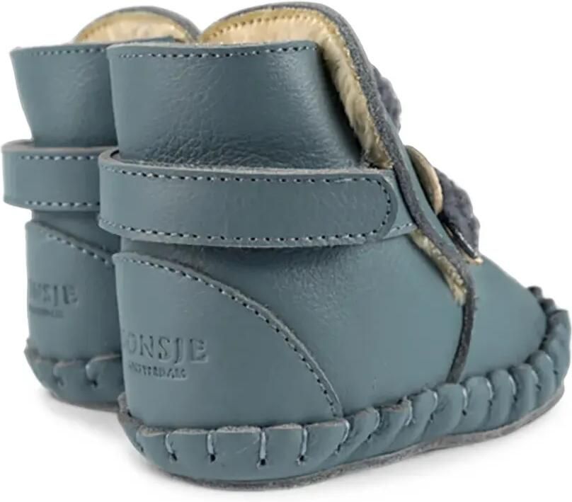 Donsje Junus enkellaarzen met klittenband en dieren-patch Blauw - Foto 4