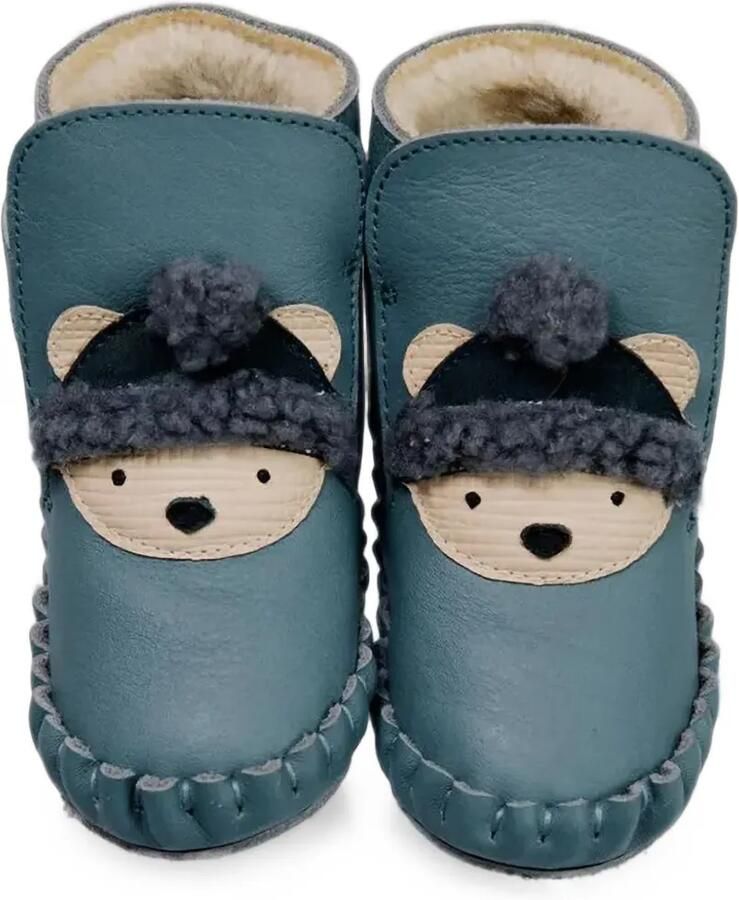 Donsje Junus enkellaarzen met klittenband en dieren-patch Blauw - Foto 3