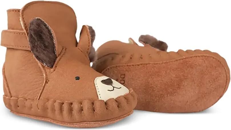 Donsje Kapi babyschoentjes met klittenband en dieren-detail Bruin - Foto 4