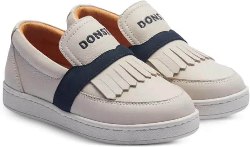 Donsje Kieran leren loafers met franje Beige