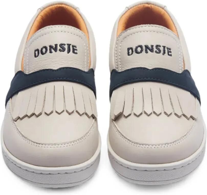 Donsje Kieran leren loafers met franje Beige - Foto 2