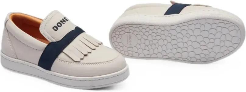 Donsje Kieran leren loafers met franje Beige - Foto 3