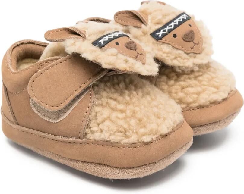 Donsje Lammy slofjes met schapenprint Beige