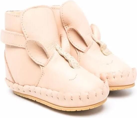 Donsje Leren enkellaarzen Beige