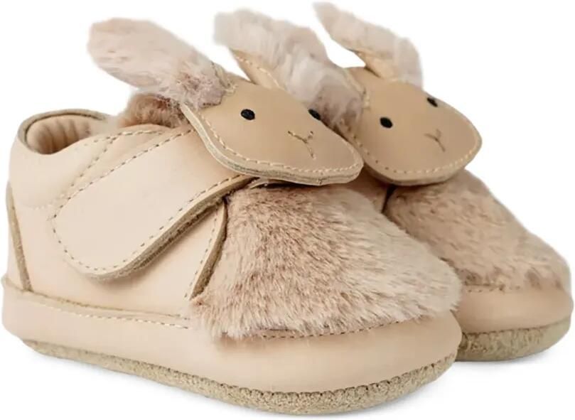 Donsje Matijn schoenen met klittenband en konijnen-patch Beige
