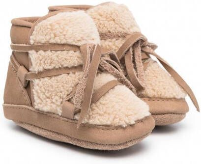 Donsje Veterlaarzen met imitatie lamswol Beige