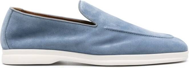 Doucal's almond-toe suede loafers Blauw