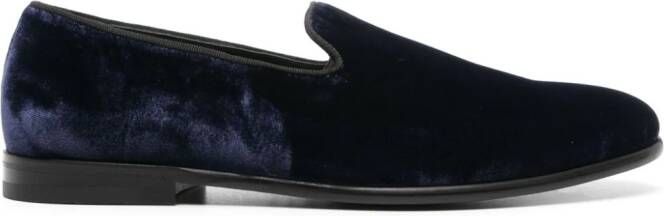 Doucal's almond-toe velvet loafers Blauw
