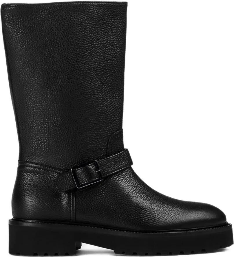 Doucal's buckle-detail grained-leather boots Zwart