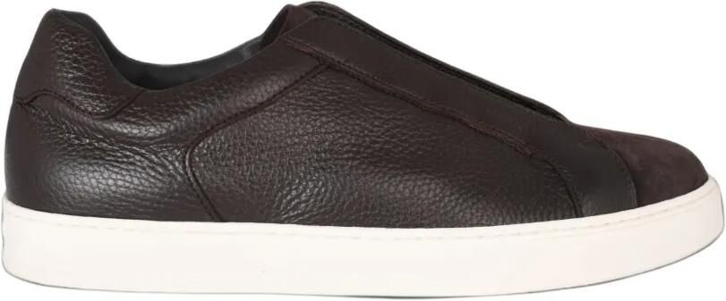 Doucal's Clay grained-leather sneakers Bruin