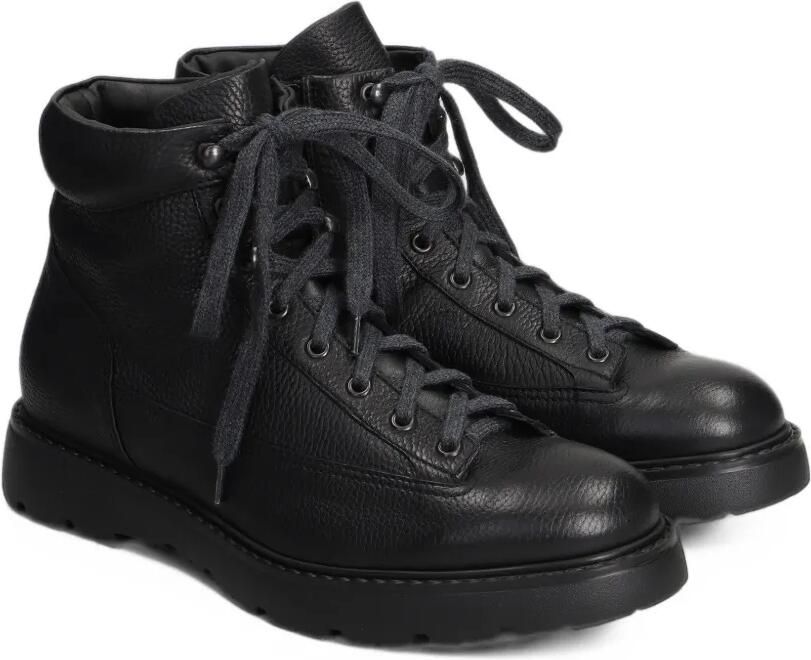 Doucal's grained leather lace-up boots Zwart - Foto 4
