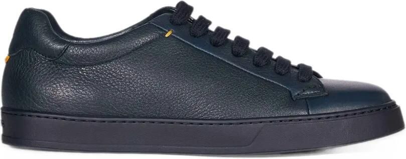 Doucal's grained-leather louw-top sneakers Blauw