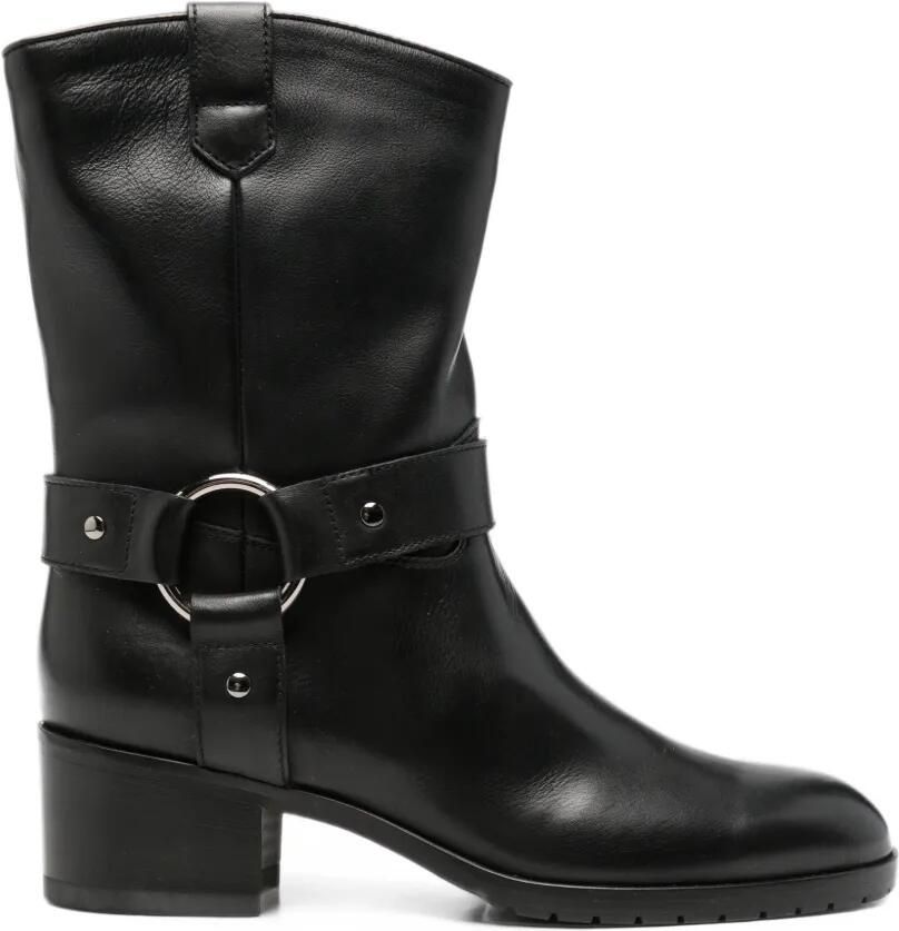 Doucal's harness-detail leather boots Zwart