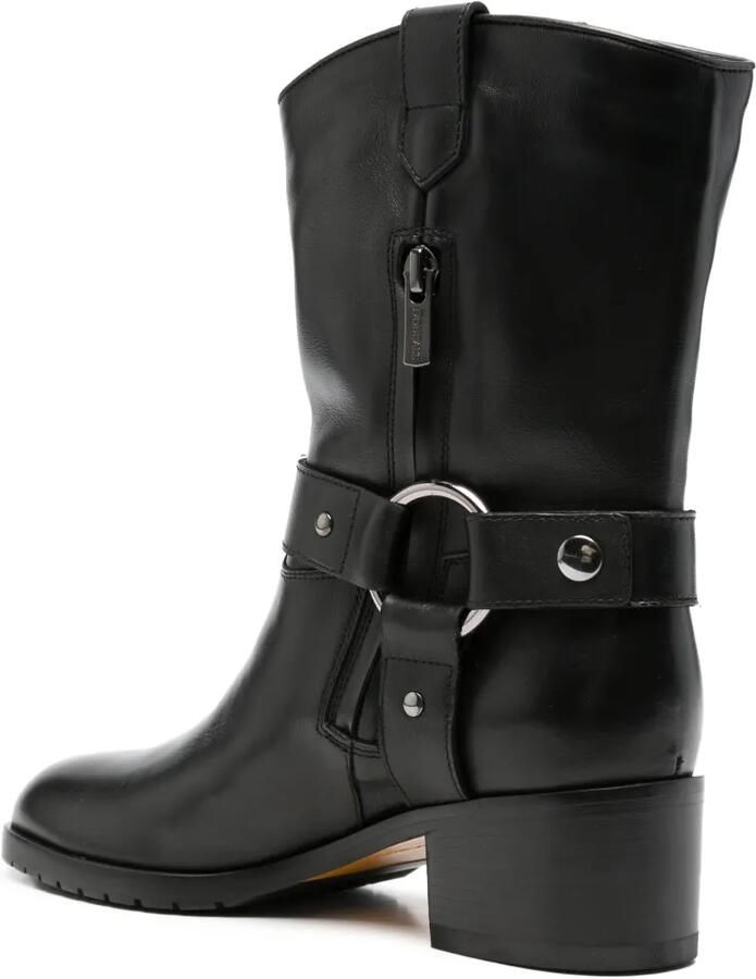 Doucal's harness-detail leather boots Zwart - Foto 3
