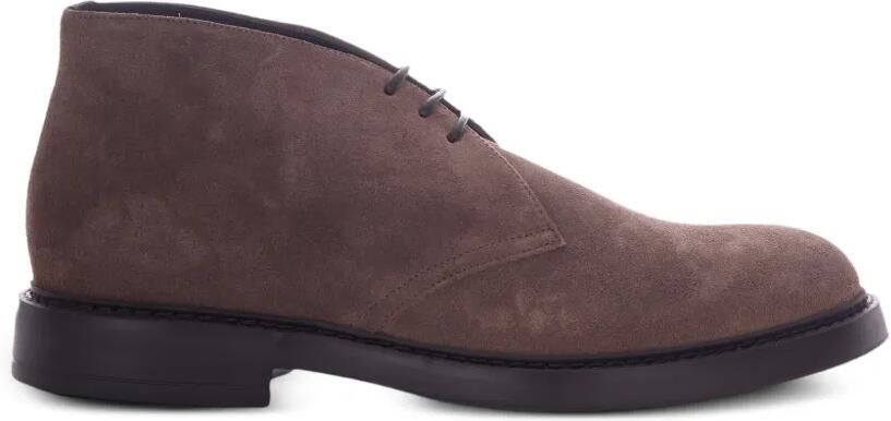 Doucal's Kalfssuède desert boots met veters Bruin