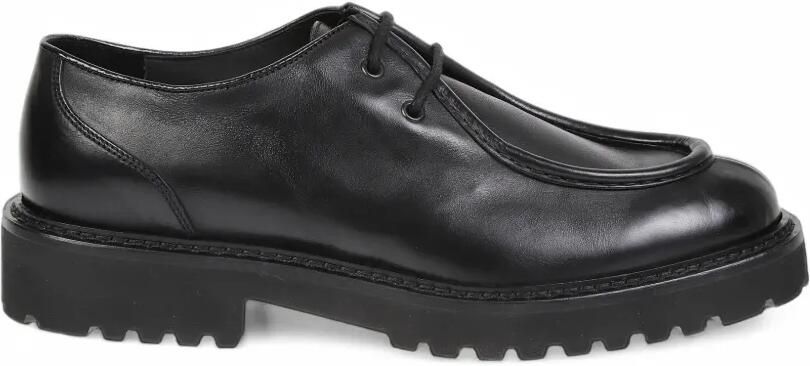 Doucal's leather lug-sole lace-up shoes Zwart