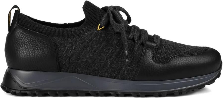 Doucal's Leren sneakers met wollen vlakken Zwart