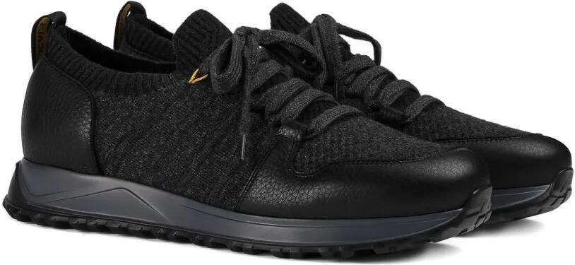 Doucal's Leren sneakers met wollen vlakken Zwart - Foto 3