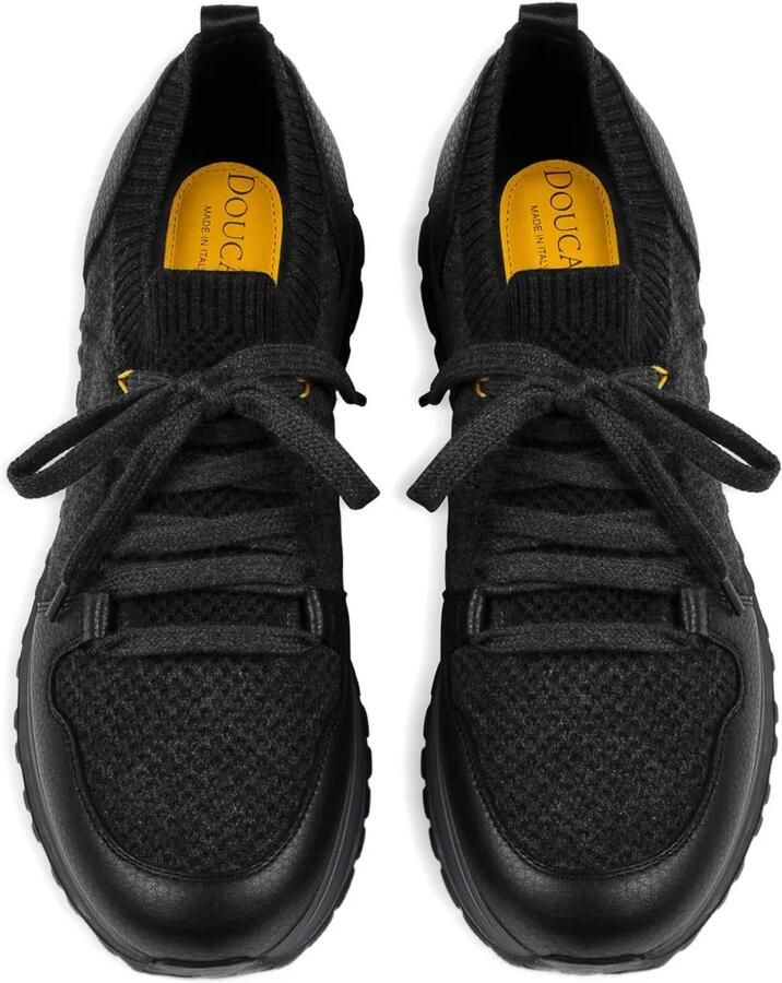 Doucal's Leren sneakers met wollen vlakken Zwart - Foto 2