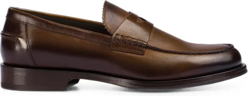 Doucal's Penny loafers met gekarteld detail Bruin