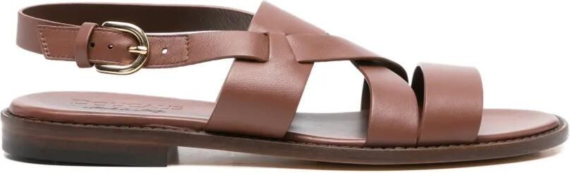 Doucal's Platte leren sandalen met gekruiste bandjes Bruin