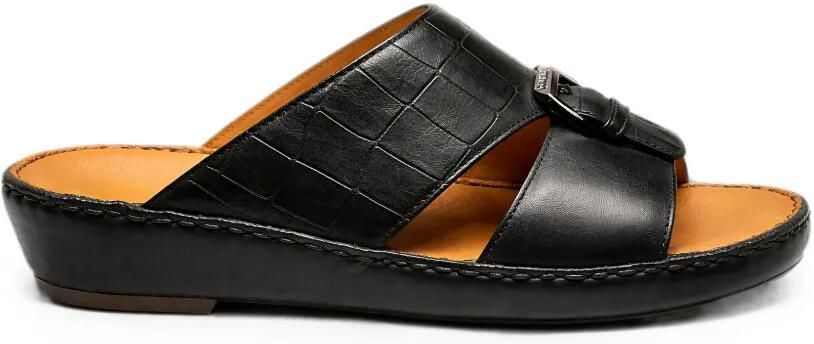 Doucal's Sandalen met gesp en krokodillen-effect Zwart