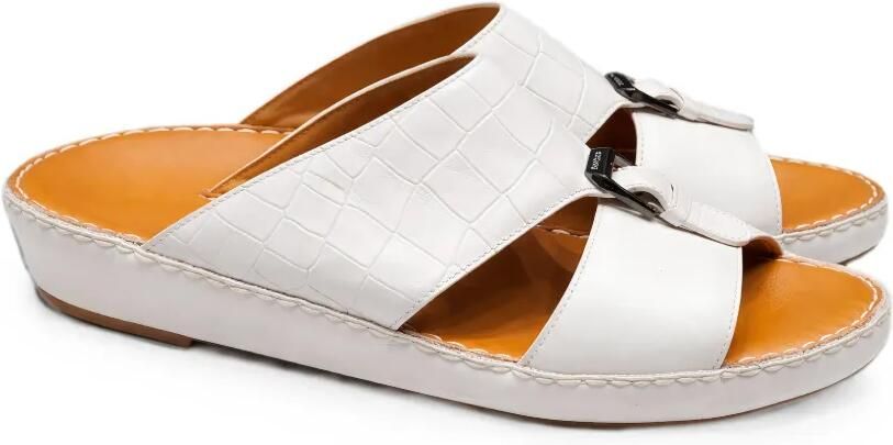 Doucal's Sandalen met gespsluiting en krokodillen-reliëf Wit
