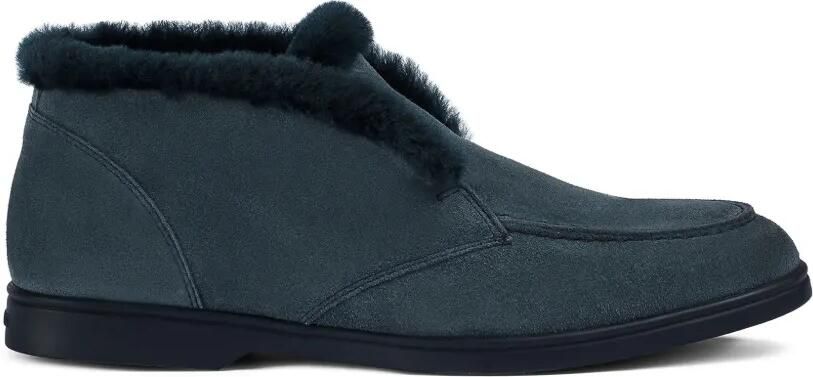 Doucal's shearling-trim suede desert boots Blauw