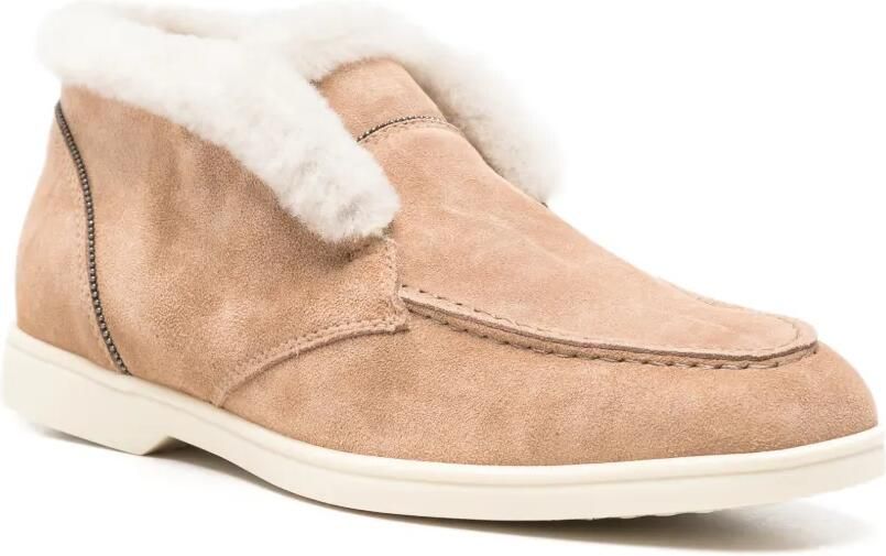 Doucal's Suède loafers met lammy afwerking Beige - Foto 2