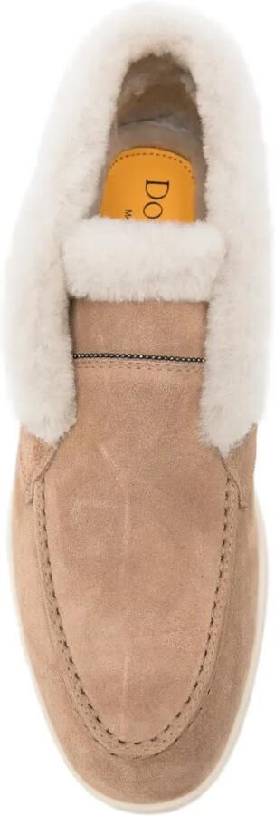 Doucal's Suède loafers met lammy afwerking Beige - Foto 4