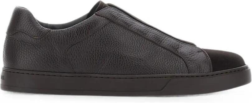 Doucal's Sneakers van bewerkt leer met vlakken Bruin