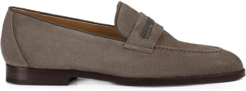 Doucal's Suède loafers met studs Bruin