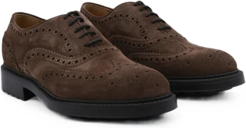 Doucal's Suède Oxford schoenen met brogue-detail Bruin