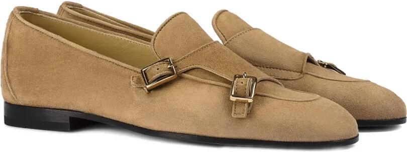 Doucal's Teddy suède loafers met dubbele gesp Beige